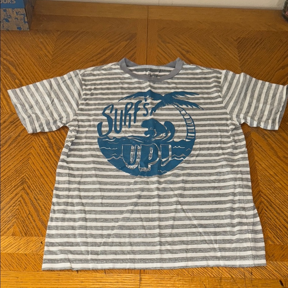 Children’s Place Blue and Gray Striped Surf's Up Tee